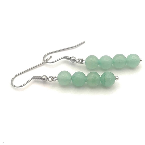 Light Green Gemstone Earrings - Picture 2 of 4